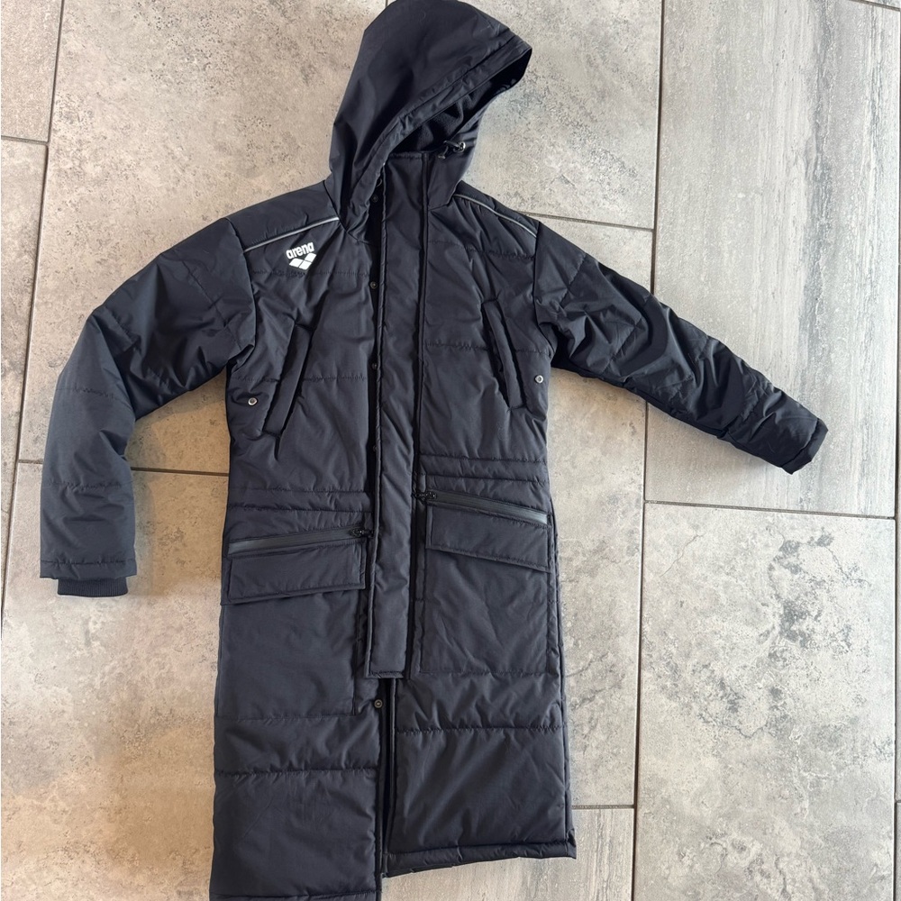 NEW Black Hooded Long Puffer Coat